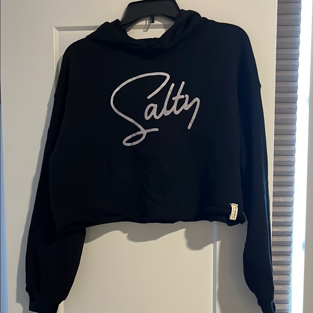 Black Long Sleeve Boxy Cropped Sweatshirt